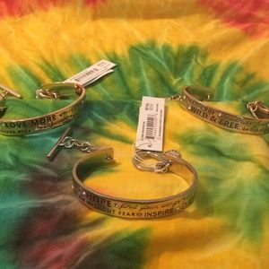 Gold w/ rhinestone inspirational bracelets set